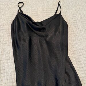 Black Satin Cowl Neck Top
